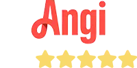 Angi logo with five stars.